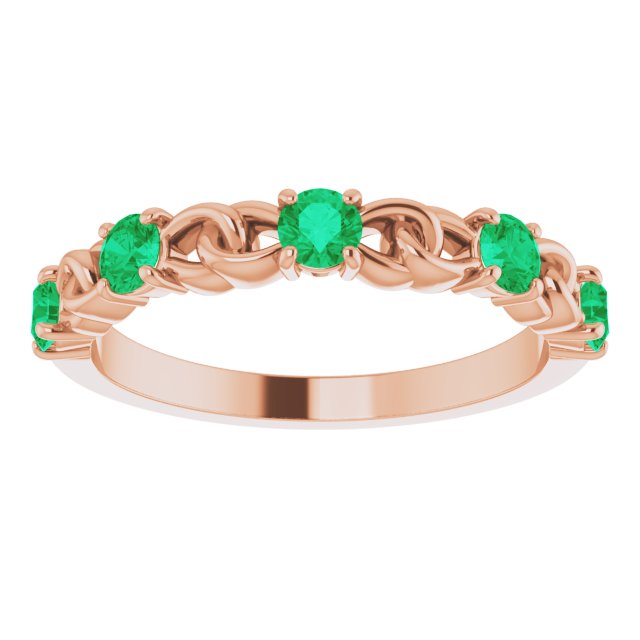 Round Lab-Grown Emerald Stackable Ring