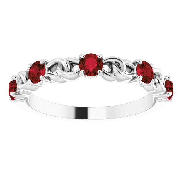 Round Natural Mozambique Garnet Stackable Ring