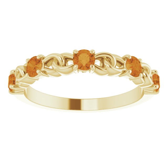 Round Natural Citrine Stackable Ring