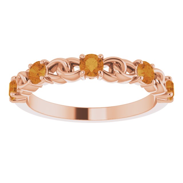 Round Natural Citrine Stackable Ring