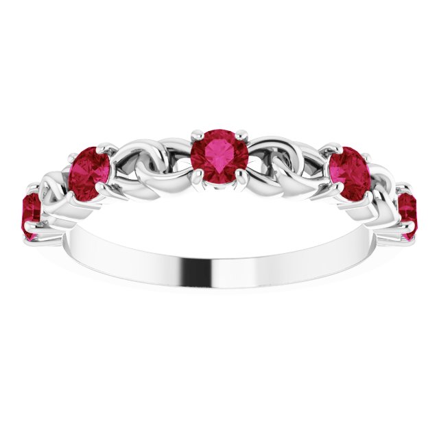 Round Natural Ruby Stackable Ring