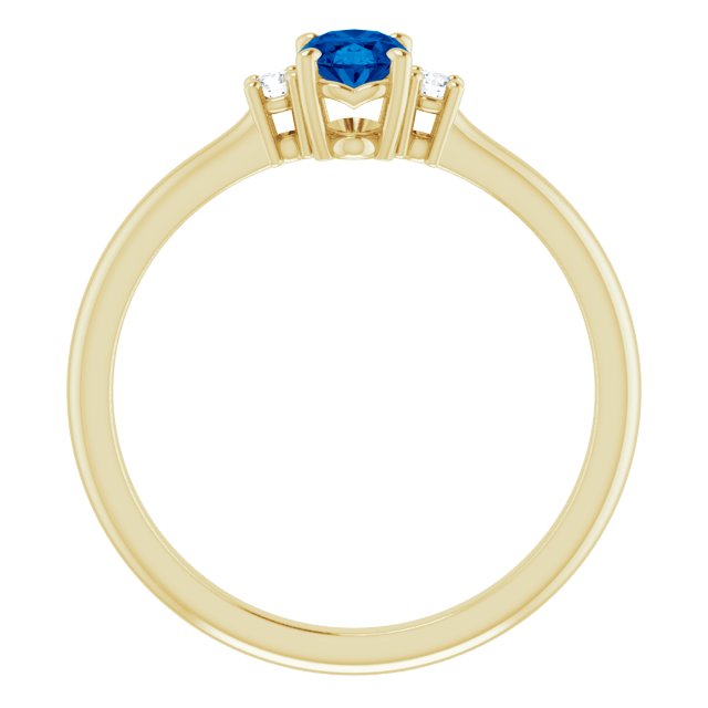 Lab-Grown Blue Sapphire & .04 CTW Natural Diamond Ring
