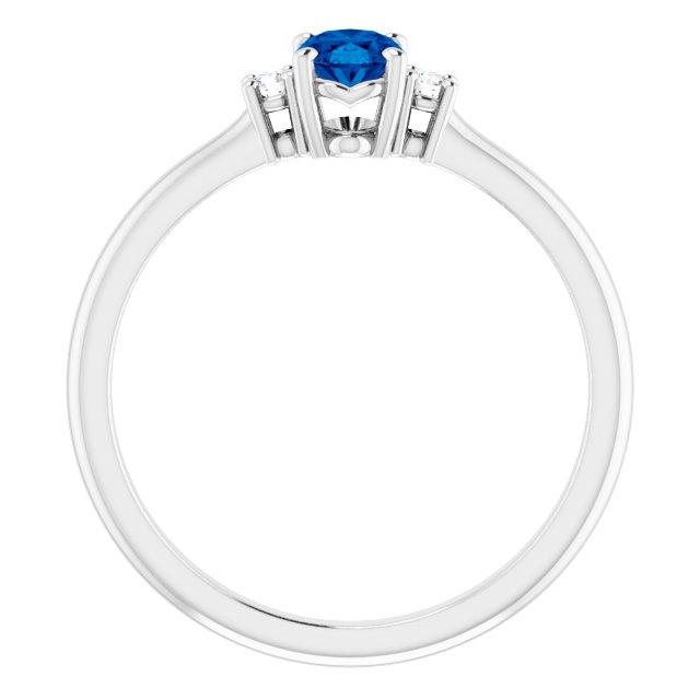 Lab-Grown Blue Sapphire & .04 CTW Natural Diamond Ring