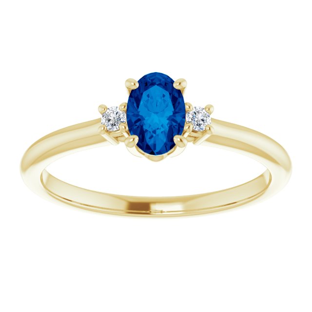 Lab-Grown Blue Sapphire & .04 CTW Natural Diamond Ring