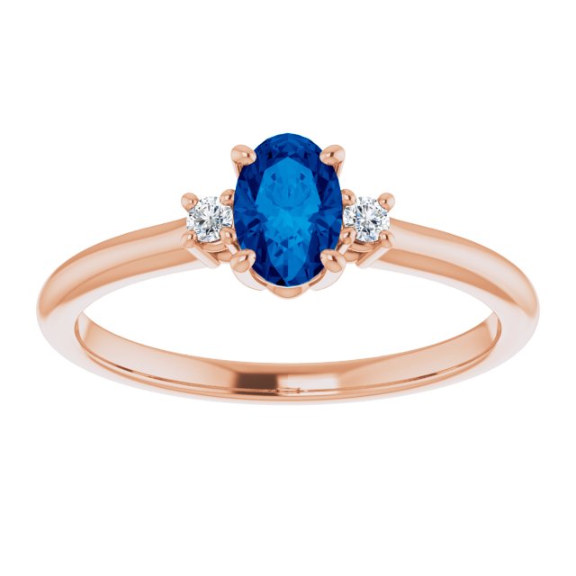 Lab-Grown Blue Sapphire & .04 CTW Natural Diamond Ring