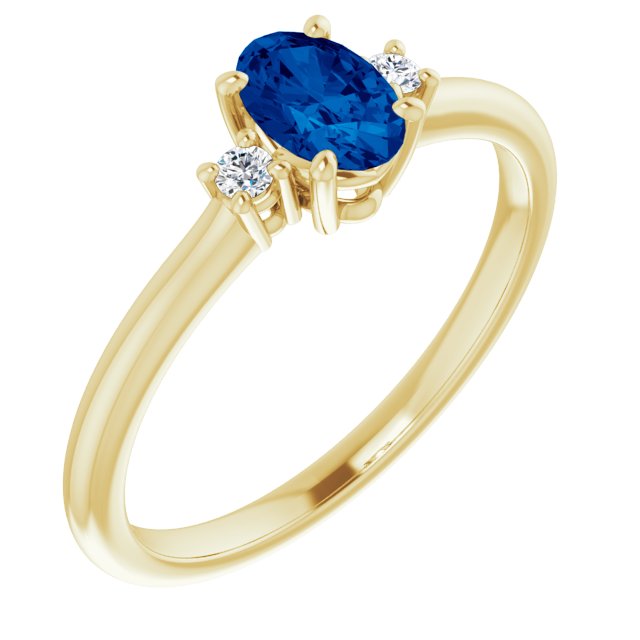 Lab-Grown Blue Sapphire & .04 CTW Natural Diamond Ring