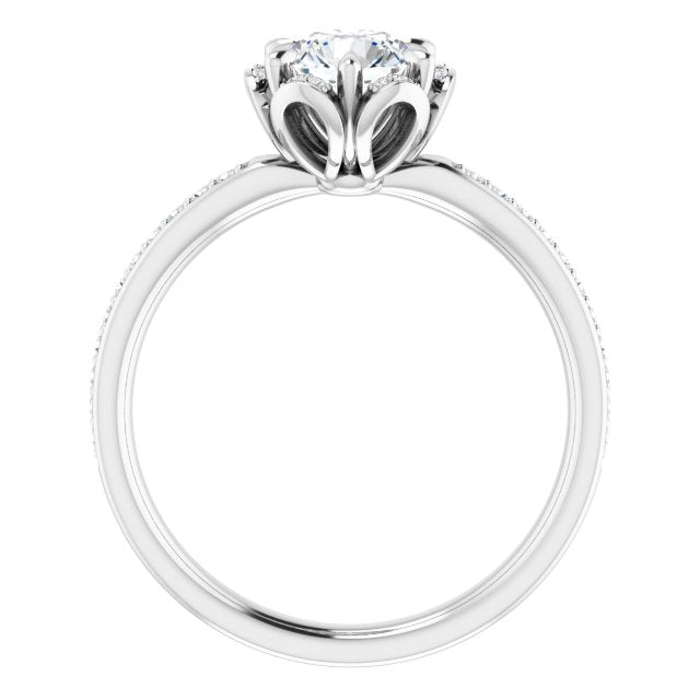 5.8mm Round Cubic Zirconia & 1/8 CTW Diamond Engagement Ring