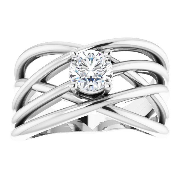 1/2 CT Natural Diamond Criss-Cross Ring