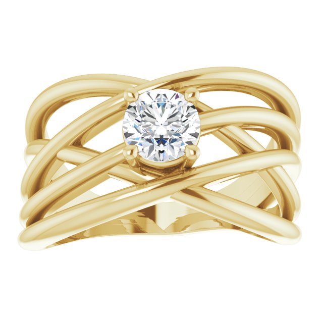 1/2 CT Natural Diamond Criss-Cross Ring