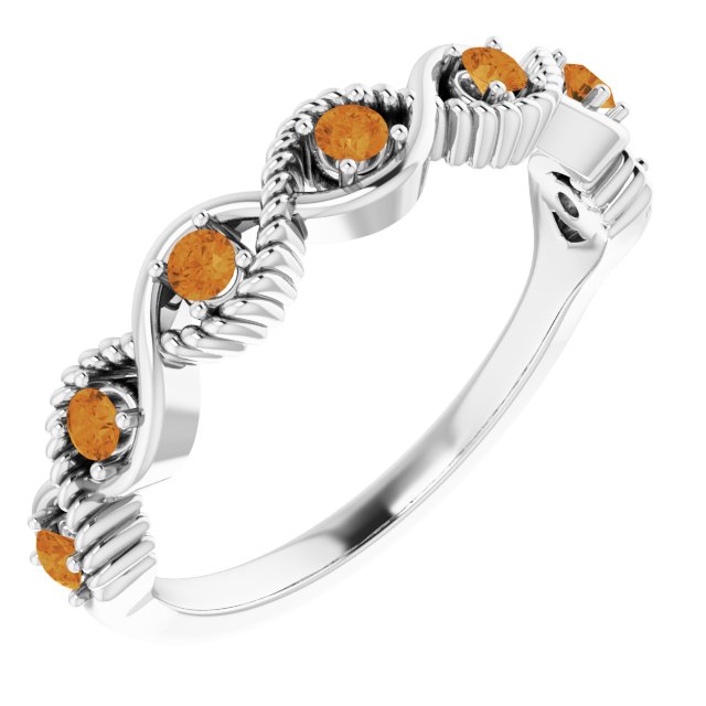 Round Natural Citrine Stackable Ring