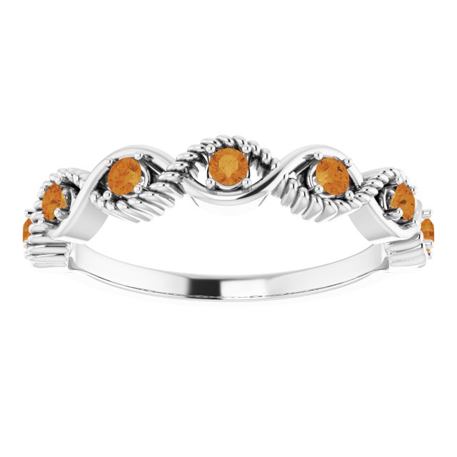 Round Natural Citrine Stackable Ring