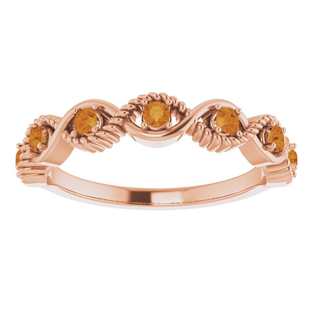 Round Natural Citrine Stackable Ring