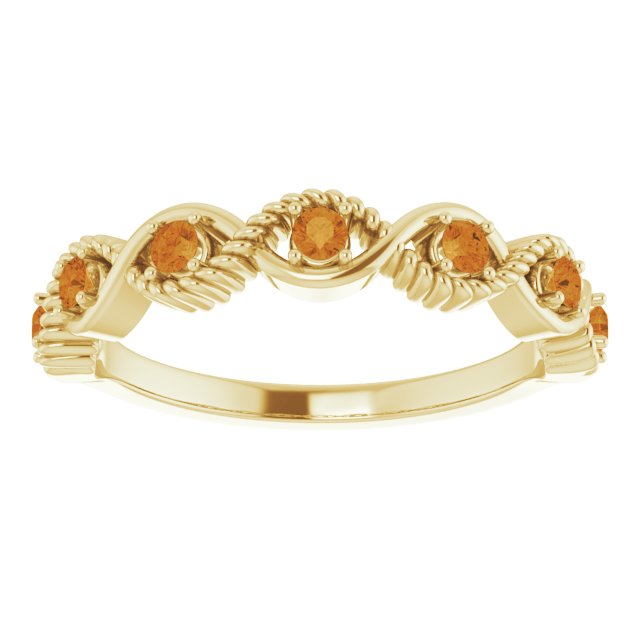 Round Natural Citrine Stackable Ring