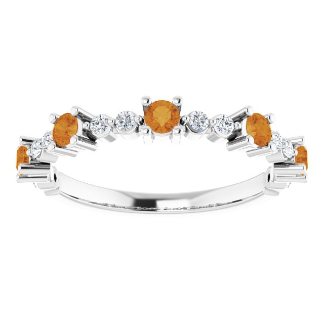 Round Natural Citrine & 1/6 CTW Natural Diamond Ring