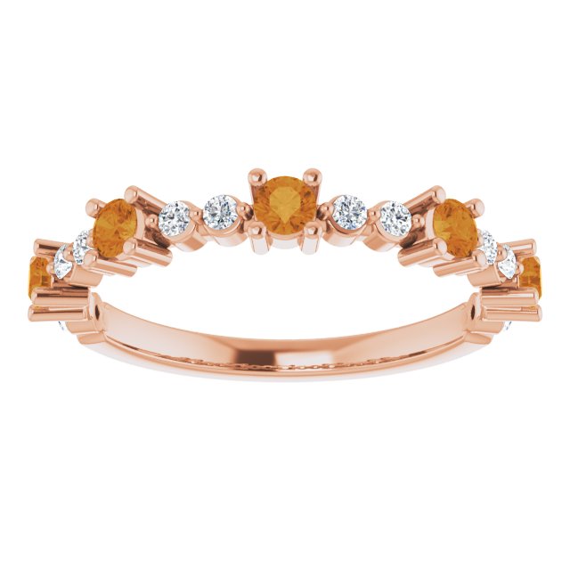 Round Natural Citrine & 1/6 CTW Natural Diamond Ring