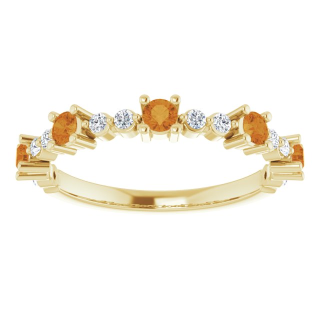 Round Natural Citrine & 1/6 CTW Natural Diamond Ring