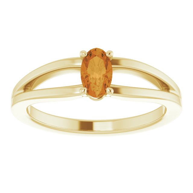 Oval Natural Citrine Youth Solitaire Ring