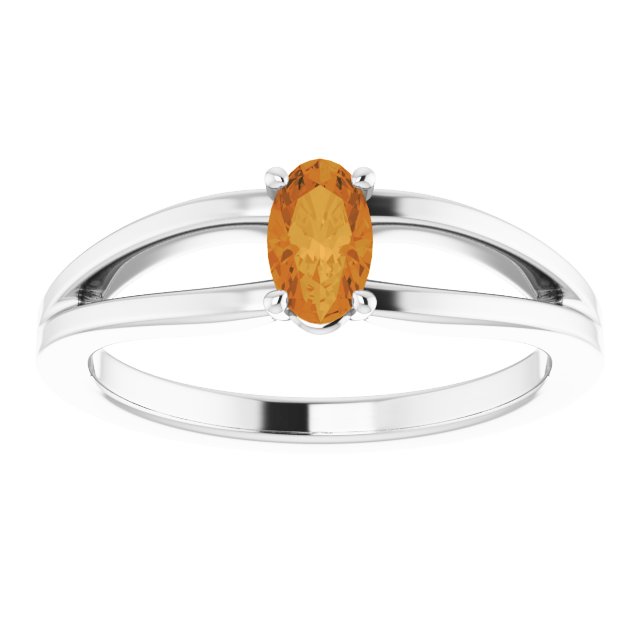 Oval Natural Citrine Youth Solitaire Ring