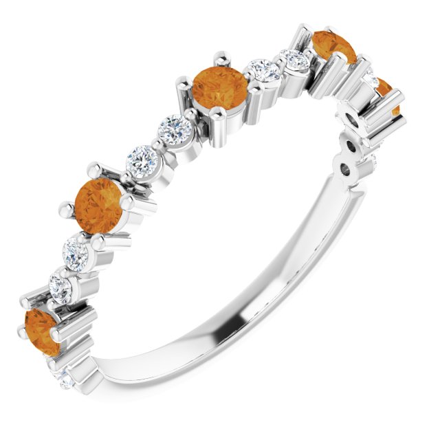 Round Natural Citrine & 1/6 CTW Natural Diamond Ring