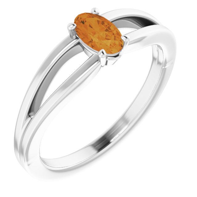 Oval Natural Citrine Youth Solitaire Ring