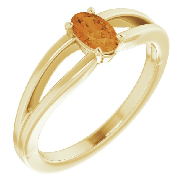 Oval Natural Citrine Youth Solitaire Ring