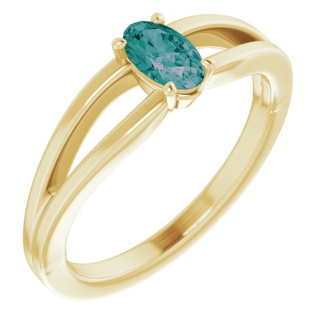 Oval Lab-Grown Alexandrite Youth Solitaire Ring
