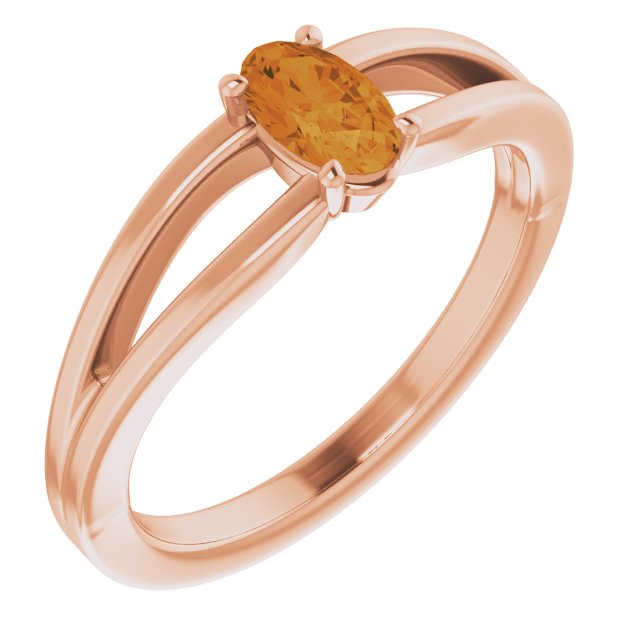 Oval Natural Citrine Youth Solitaire Ring