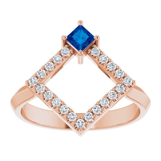 Square Natural Sapphire & 1/5 CTW Natural Diamond Geometric Ring