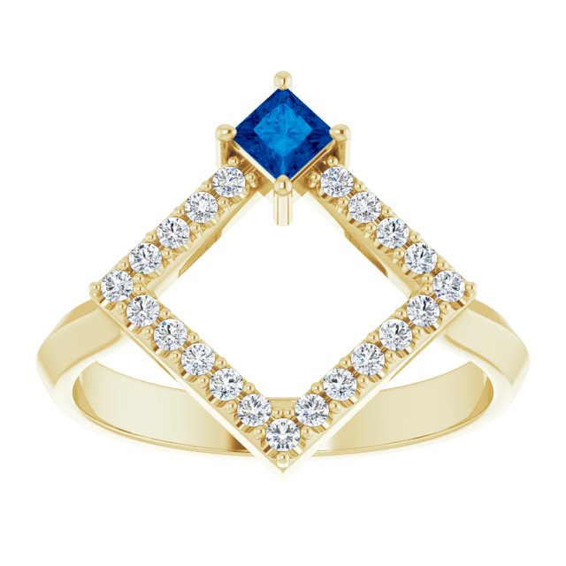 Square Natural Sapphire & 1/5 CTW Natural Diamond Geometric Ring