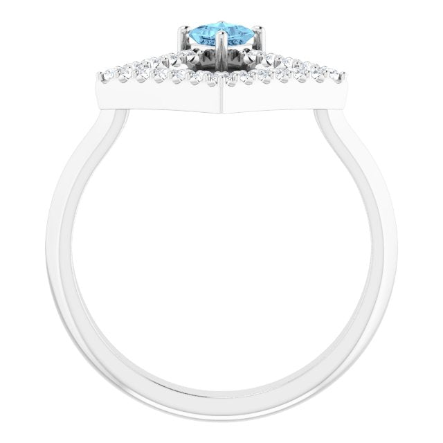 Square Natural Aquamarine & 1/5 CTW Natural Diamond Geometric Ring