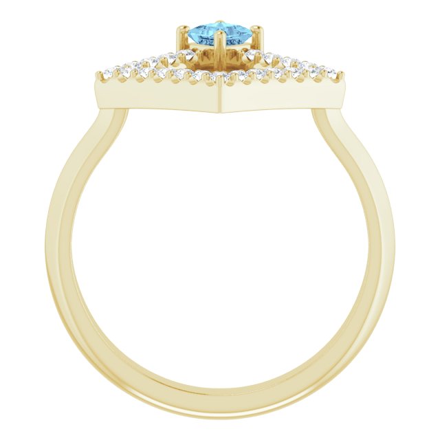 Square Natural Aquamarine & 1/5 CTW Natural Diamond Geometric Ring