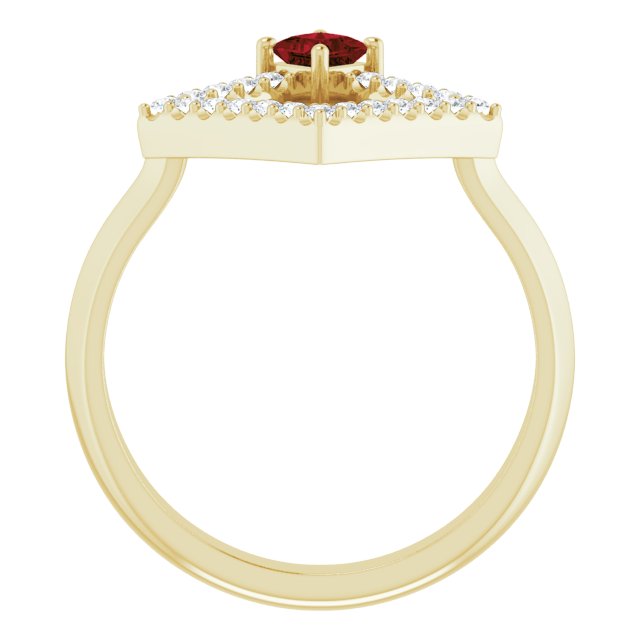 Square Natural Mozambique Garnet & 1/5 CTW Natural Diamond Geometric Ring