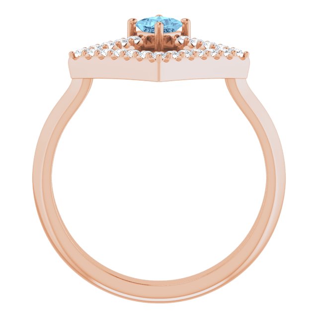 Square Natural Aquamarine & 1/5 CTW Natural Diamond Geometric Ring