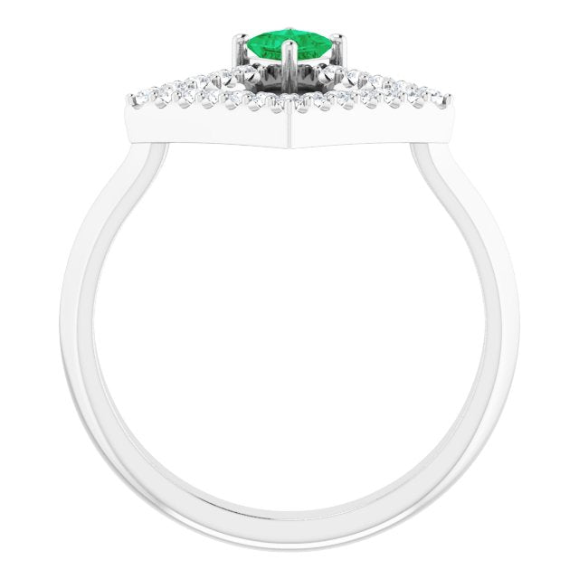 Square Natural Emerald & 1/5 CTW Natural Diamond Geometric Ring