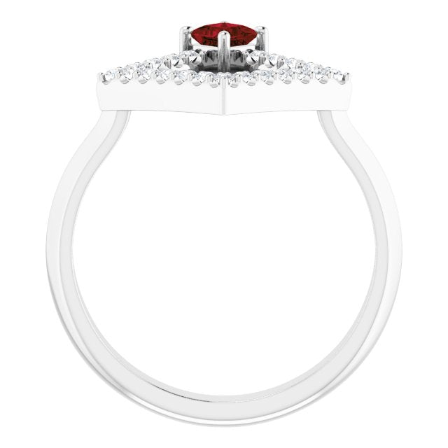 Square Natural Mozambique Garnet & 1/5 CTW Natural Diamond Geometric Ring