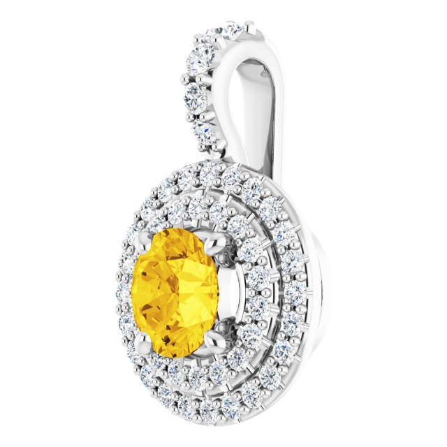 Round Natural Yellow Sapphire & 1/4 CTW Natural Diamond Pendant