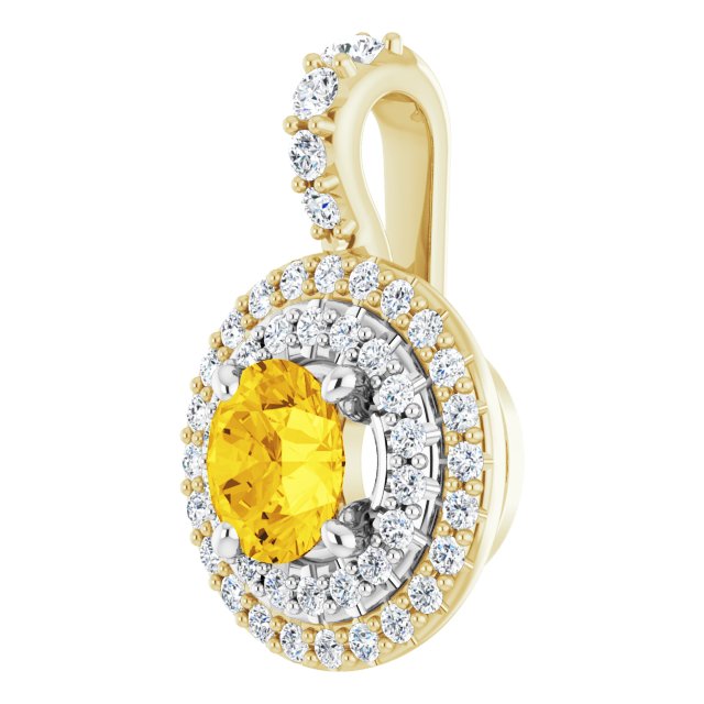 Round Natural Yellow Sapphire & 1/4 CTW Natural Diamond Pendant