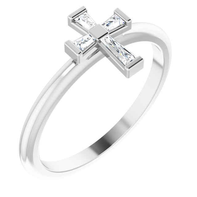 1/10 CTW Natural Diamond Stackable Cross Ring