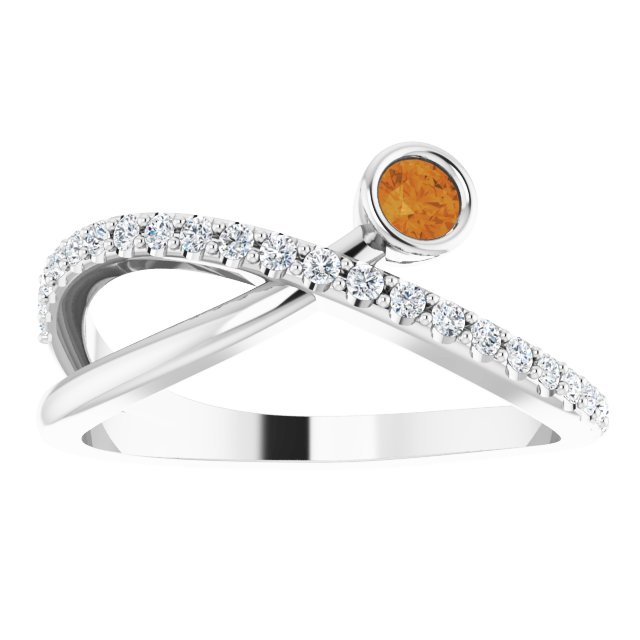 Round Natural Citrine & 1/5 CTW Natural Diamond Ring