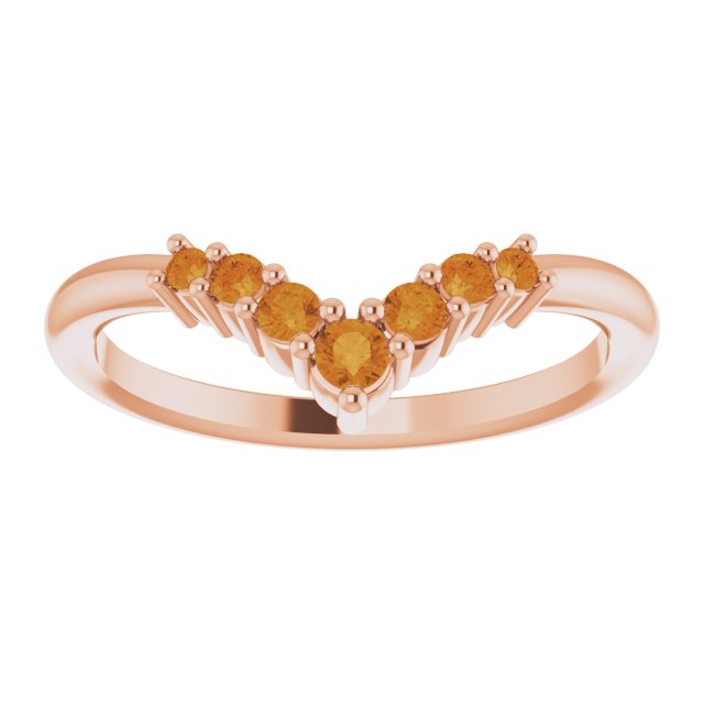 Round Natural Citrine Graduated V Ring