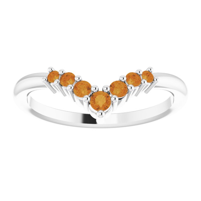 Round Natural Citrine Graduated V Ring