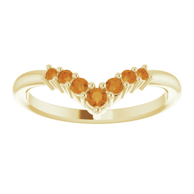 Round Natural Citrine Graduated V Ring