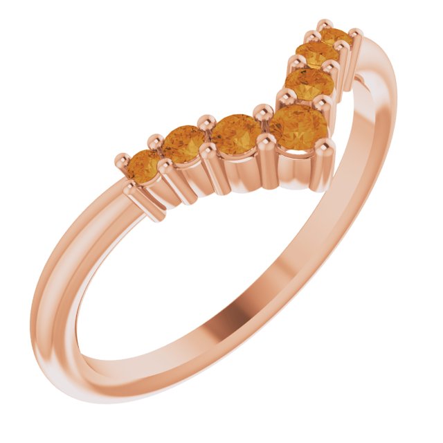 Round Natural Citrine Graduated V Ring