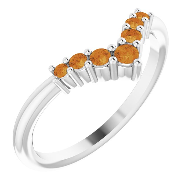 Round Natural Citrine Graduated V Ring