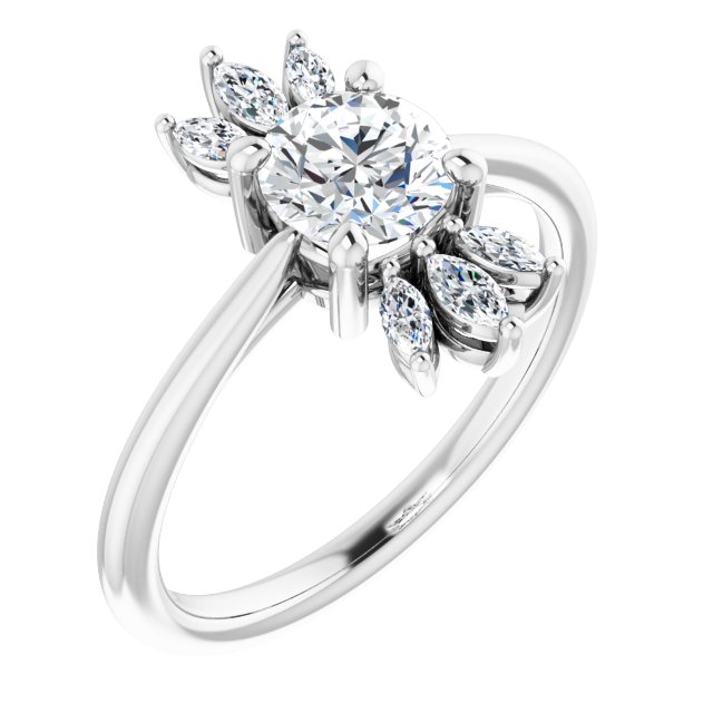 Round Natural White Sapphire & 1/4 CTW Natural Diamond Ring