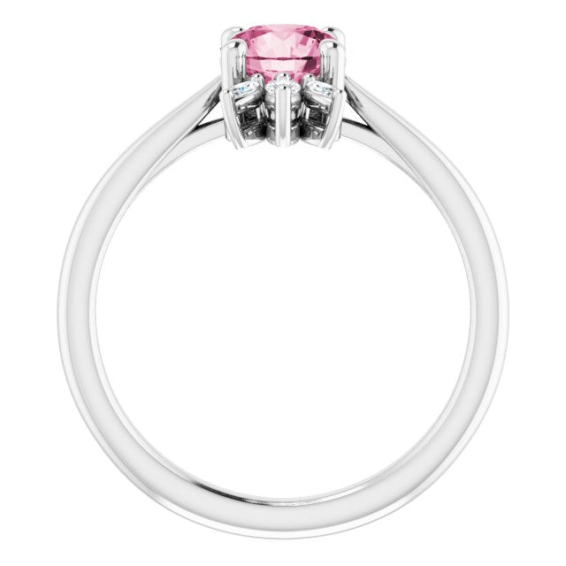 Round Natural Pink Tourmaline & 1/4 CTW Natural Diamond Ring