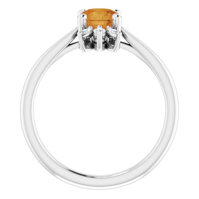 Round Natural Citrine & 1/4 CTW Natural Diamond Ring