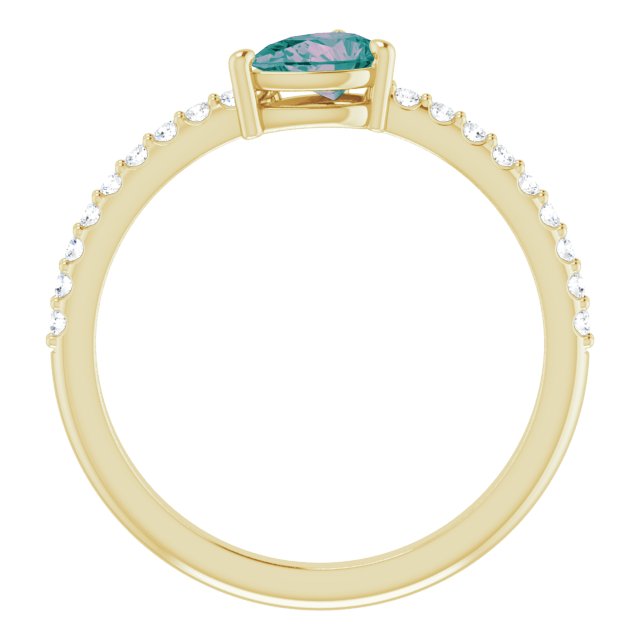 Pear Lab-Grown Alexandrite & 1/6 CTW Natural Diamond Ring