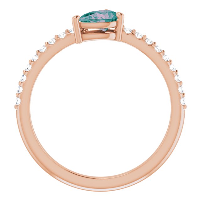Pear Lab-Grown Alexandrite & 1/6 CTW Natural Diamond Ring
