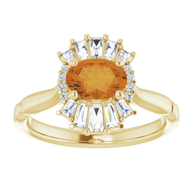 Oval Natural Citrine & 1/4 CTW Natural Diamond Ring